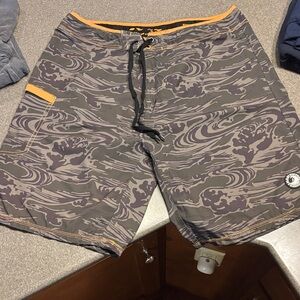 Gray Camouflage Swim Trunks